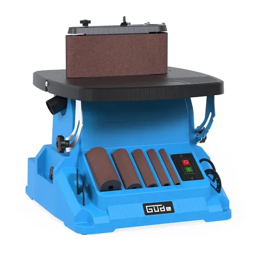 Güde Spindel-Bandschleifmaschine GSBSM 500 - Schleifmaschine mit Spindel- und Bandschleiffunktion, oszillierend und werkzeuglos umbaubar. Ideal für präzise Schleifarbeiten in der Werkstatt.