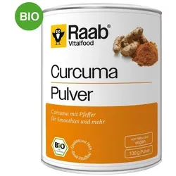 Raab Vitalfood Curcuma Bio Pulver - Bio Curcuma Pulver mit 99 % Curcumapulver und 1 % Pfeffer, vegan, glutenfrei und laktosefrei – ideal zur Unterstützung Ihrer Gesundheit und zum Verfeinern von Speisen.