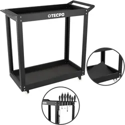 TECPO Werkzeugwagen 200 Kg – Robuster Rollwagen für die Werkstatt - Rollwagen | Tragkraft bis 200 kg | 2 Etagen für optimale Ablage von Werkzeugen | Leichte Montage und flexible Nutzung | Aus hochbelastbarem Stahl mit Rostschutz-Beschichtung