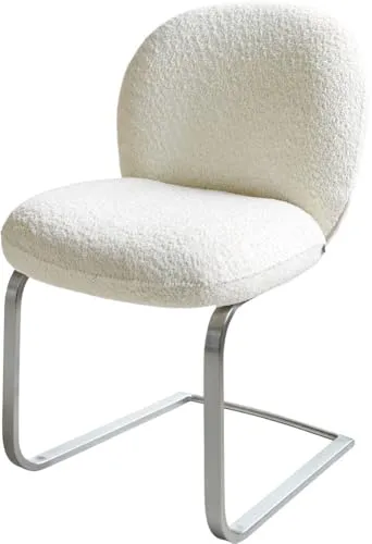 DELIFE Freischwinger Nube-Flex Bouclé Weiß in silber von Delife