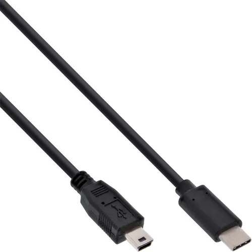 InLine® USB 2.0 Kabel, USB-C Stecker an Mini-B Stecker, schwarz, 1,5m