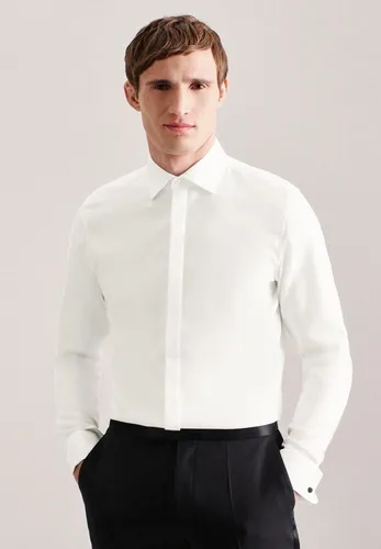 seidensticker Slim Langarm Smokinghemd in Uni Weiß (S 38) - Elegantes Slim Fit Smokinghemd mit Kentkragen aus 100% pflegeleichter Baumwolle, ideal für festliche Anlässe und Business-Events.
