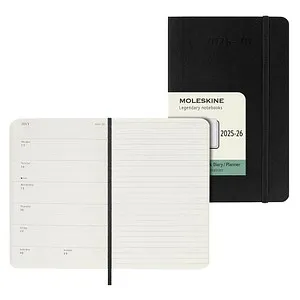 Moleskine Taschenkalender Pocket, Jahr 2025/26, 1 Woche auf 2 Seiten, Softcover, englisch, A6