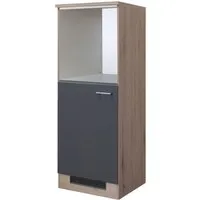 Flex Well Backofen/Kühlumbauschrank für 88er Einbaukühlschrank - Küche Hochschränke, stilvolles Design in Basaltgrau mit reversibler Montage für optimale Raumnutzung und einfache Handhabung.
