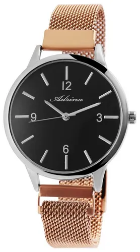 Adrina Quarzuhr AR0036, elegante Damenuhr mit Milanesearmband - Armbanduhren mit roségoldfarbenem Milanesearmband, individuell anpassbar und stilvoll für jeden Anlass.