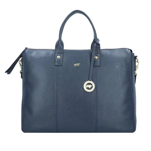 Braun Büffel Laptoptasche HANNA Business Tote navy - Hochwertige Businesstasche aus Leder mit femininem Design, abnehmbaren Logoanhänger und praktischem Schultergurt - ideal für stilvolle Geschäftsreisen.