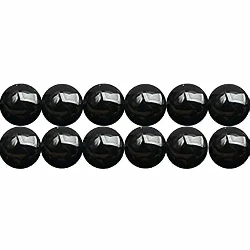 SKYBEADS Natur Schwarz Onyx 8mm Edelsteinperlen zum auffädeln 38cm Strang Approx 46 Stück