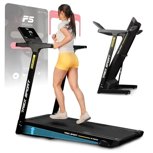 TREX SPORT Laufband TX-700TM RUNVO - Klappbar, Elektrisch, Bluetooth - Laufband für Zuhause mit 16 km/h, 15 Programmen und 3-facher Neigungsverstellung. Ideal für individuelles Training und platzsparend klappbar.