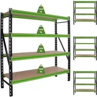 TRUTZHOLM Schwerlastregal Milo 200x190x60cm - 4 Tonnen Traglast - Regal für schwere Lasten, 4 Ebenen, erweiterbar und robust. Ideal für Lagerhallen und Werkstätten mit einer Traglast von 4 Tonnen.
