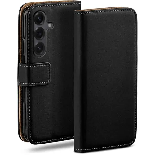 moex für Samsung Galaxy S25 Plus Hülle mit Kartenfach, Handyhülle klappbar 360 Grad Schutzhülle, PU Leder Handytasche Samsung Galaxy S25 Plus Klapphülle Flip Case, Schwarz