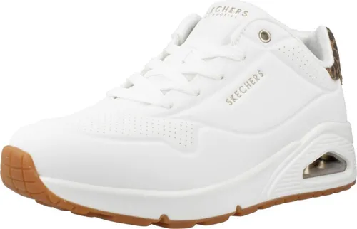 Skechers Uno Jungle Nite Damen Sneakers 177093 WHLD - Stylische Sneaker für Damen mit Skechers Air-Cooled Memory Foam® für optimalen Tragekomfort und einer flexiblen Gummisohle für guten Halt. Ein echter Hingucker mit trendigem Leopardenmuster!