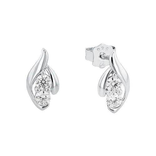 Amor Ohrstecker 925 Sterling Silber - Ohrringe für Damen aus hochwertigem 925 Sterling Silber, verziert mit funkelnden Zirkonia-Steinen. Kommt in einer eleganten Geschenkbox - die perfekte Geschenkidee für besondere Anlässe.