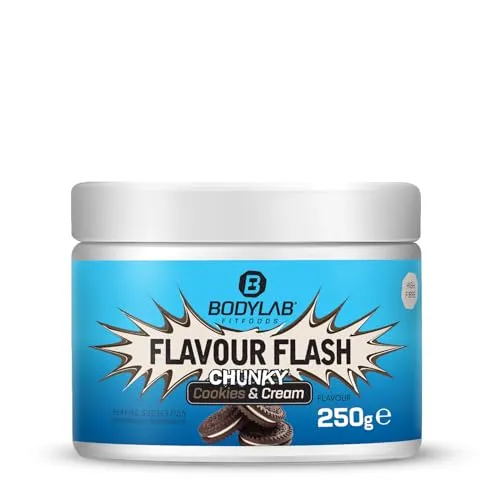 Bodylab24 Flavour Flash Chunky Cookies & Cream 250g, kalorienarmes Flavour Powder für Quark und Joghurt, Aromapulver zum Süßen, Backen und Verfeinern von Lebensmitteln, reich an Ballaststoffen