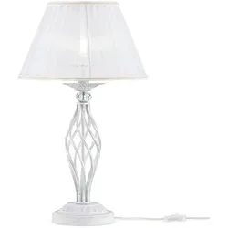 Maytoni Tischleuchte Elegant, Weiß & Gold, 56 cm - Tischleuchte aus Metall und Textil mit konischem Design, sorgt für gleichmäßige Lichtverteilung und bringt Eleganz in Ihr Zuhause.