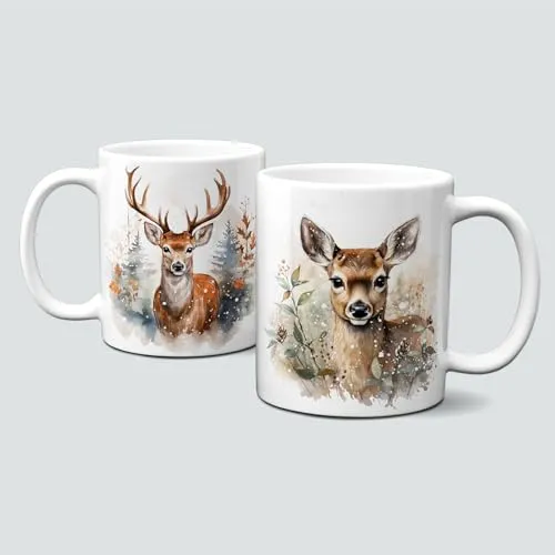 online-hut - Tasse - Kaffeebecher - Weihnachtstasse - Weihnachten - xmas - Winter - Geschenkidee - toller Hirsch - Reh - LT-637