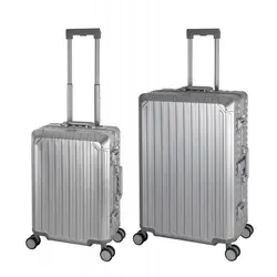 Travelhouse 100% Alu Reisekoffer Set 2-teilig Graphit S-55cm & L-72cm - Gepäck-Sets aus robustem, eloxiertem Aluminium mit TSA Schlössern, ideal für sicheres und bequemes Reisen.