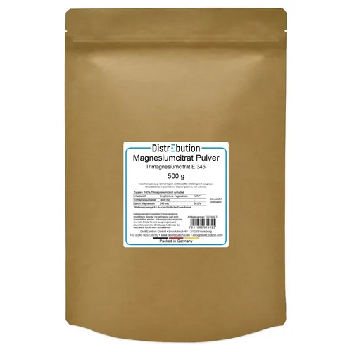 Magnesiumcitrat Pulver | 500g Trimagnesiumcitrat E345i | Hohe Bioverfügbarkeit