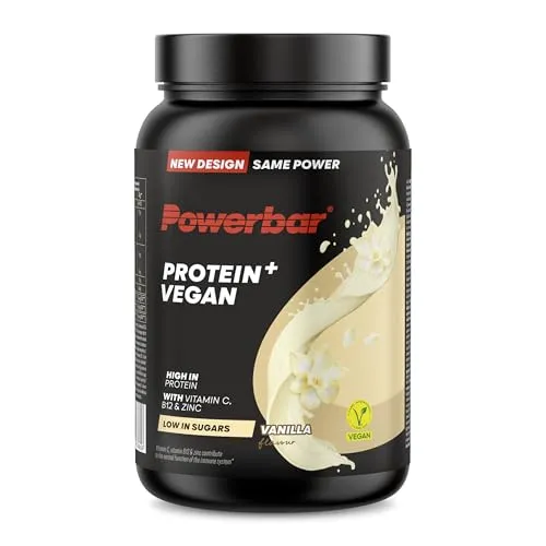 Powerbar Protein Plus Vegan Immune Support - Vanilla - 570g - Mehrkomponenten Proteine mit 20g pflanzlichem Protein pro Portion, angereichert mit Vitaminen C, B12 und Zink für ein starkes Immunsystem.