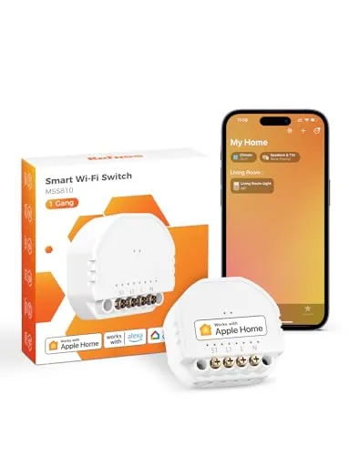 Refoss Mini Smart Lichtschalter, kompatible mit Apple HomeKit, Alexa & Google Home, Relais Modul, 1-Wege-Lichtschalter, Wandschalter, 2.4GHz, 250V 10A, 1 Stück