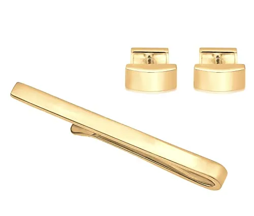 Kuzzoi Manschettenknöpfe & Krawattennadel Set - Elegantes Herren Accessoire Set aus 925 Sterling Silber vergoldet, ideal für besondere Anlässe und als Geschenk für Männer zu Hochzeit oder Geburtstag.