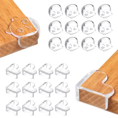 Vinabo Kantenschutz für Kinder, 24 Stück Selbstklebende Eckenschützer, Stoßschutz für Kinder und Kinder, Eckenschutz für Couchtisch für Möbel, Kindersicherung, Wiege