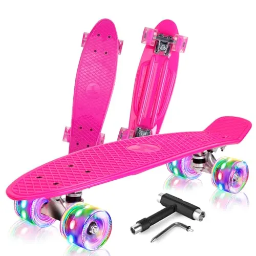 BELEEV Kinder Skateboard 22 Zoll mit LED Leuchtrollen von BELEEV