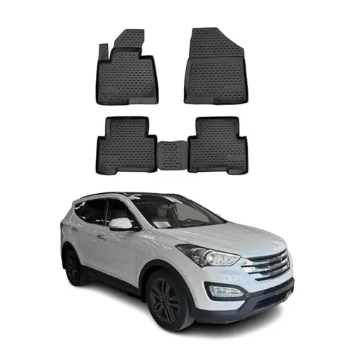 OMAC Auto-Fußmatten für Hyundai Santa Fe 2012-2020 - Fahrzeugspezifische 4-tlg TPE Fußmatten, wasserdicht und rutschfest für optimalen Schutz. Leicht zu reinigen und geruchlos – perfekt für den Innenraum Ihres Hyundai Santa Fe.