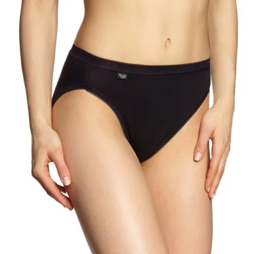 sloggi Damen Basic+ Tai 2P Slip, Black, 48 - Funktionsunterwäsche: 2er Pack hoch geschnittener Taillen Slips aus weicher Baumwolle und hochwertigem LYCRA für optimalen Tragekomfort und Bewegungsfreiheit.