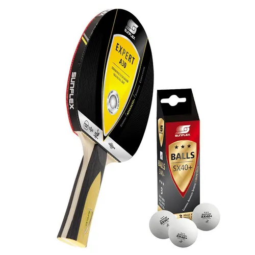 Sunflex® Tischtennisschläger Expert A30 mit 3 SX+ Bällen von SUNFLEX