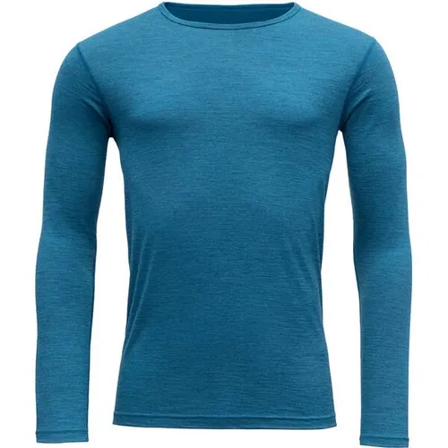 Devold of Norway Breeze LS-Shirt Crew Neck Men - Funktionsunterhemd für Herren in Blau (S) - Outdoor Longsleeves für Herren, aus feiner Merinowolle, atmungsaktiv und geruchshemmend, ideal für wechselhaftes Wetter.