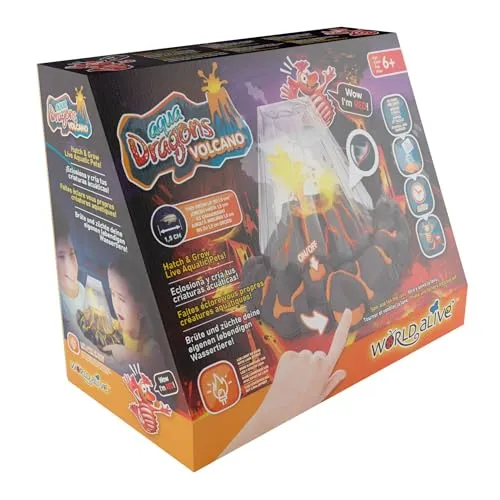 Aqua Dragon Volcanic Tank, rote LED-Lichtbasis, STEM-Lernspielzeug-Set, Eier für Wassertiere ausbrüten und wachsen Lassen, Futter, Löffel, Lupe, für Kinder ab 6 Jahren