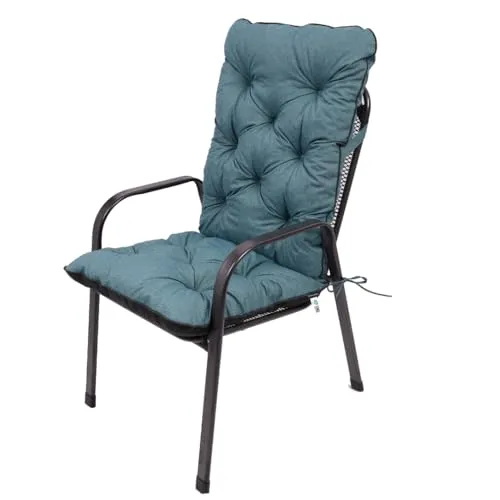 TexDeko® Ecolen Hochlehner Auflage für Gartenstuhl – 120x50x50cm, Türkis - Hochwertige, gepolsterte Sitzauflage für Gartenstühle, UV-beständig und wasserabweisend. Genießen Sie höchsten Komfort und Langlebigkeit durch präzise Verarbeitung und eleganter Paspelverarbeitung.