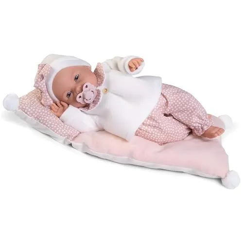 Antonio Juan Bimba Puppenbett mit Sound 37 cm - Kollektion 2024 - Puppen in interaktivem Puppenbett mit Weinen Mechanismus, ideal für fantasievolles Spielen. Weiche Texturen und entzückendes Design machen sie zum perfekten Begleiter für Kinder ab 3 Jahren.