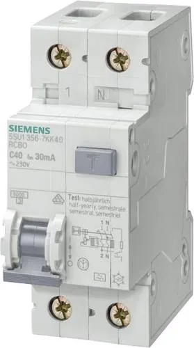 Siemens 5SU13566KK20 FI-Schutzschalter 2polig 20 A - Sonstige Elektroinstallationsartikel, schützt zuverlässig vor elektrischen Schlägen mit einem Auslösefehlerstrom von 30 mA.