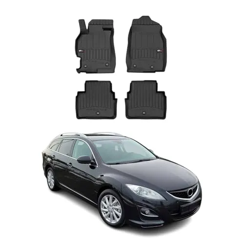 OMAC TPE Auto-Fußmatten für Mazda 6 (2008-2012) – 4-teilig, schwarz - Hochwertige TPE-Fußmatten für Mazda 6, geruchlos mit Vanilleduft, wasserdicht und umweltfreundlich. Perfekte Passform und Anti-Rutsch-Technologie für sicheren Halt bei jedem Wetter.
