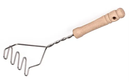 Kartoffelstampfer Krautstampfer Stampfer mit Metallwellen und Holzgriff  L 36 cm