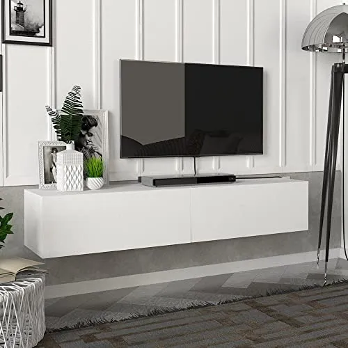 [en.casa] Fernsehschrank Toivakka - modernes Lowboard mit 2 Staufächern - TV-Bänke & Lowboards: Elegantes, schwebendes Design mit praktischem Stauraum für Mediengeräte und einfache Wandmontage für optimale Raumnutzung.