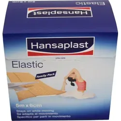 Beiersdorf AG Wundpflaster Hansaplast Elastic - 5 m x 6 cm - Pflaster für kleine Verletzungen, besonders flexibel und atmungsaktiv, ideal für Gelenke und viel bewegte Körperstellen.