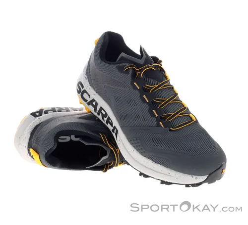 Scarpa Spin Planet anthracite/saffron (580) 43,5 - Laufschuhe für Herren, ideal für Speed Hiking und lange Strecken. Hergestellt aus 100% recyceltem Material, bieten sie außergewöhnlichen Komfort und Dämpfung dank der voluminösen Zwischensohle.