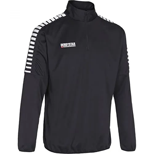 Derbystar Hyper Trainingstop Unisex, Schwarz Weiss, L - Trainingsbekleidung mit maximaler Bewegungsfreiheit durch leichtes, atmungsaktives Material. Ideal für Sport und Training, sorgt für optimalen Sitz dank Half-Zip und elastischen Bündchen.