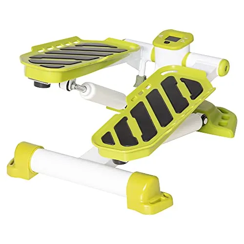 HOMCOM Mini Stepper für Zuhause, rutschfest Up-Down Stepper mit LCD-Anzeige, Stepper Hometrainer mit Zwei großen Pedalen, Stahl, Gelb