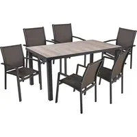 Tischgruppe RANA Set 06, 7-tlg. - Gartenmöbel-Set mit elegantem Design, bestehend aus einem großzügigen Tisch und 6 ergonomischen Stühlen für optimalen Sitzkomfort. Ideal für gesellige Runden im Freien.