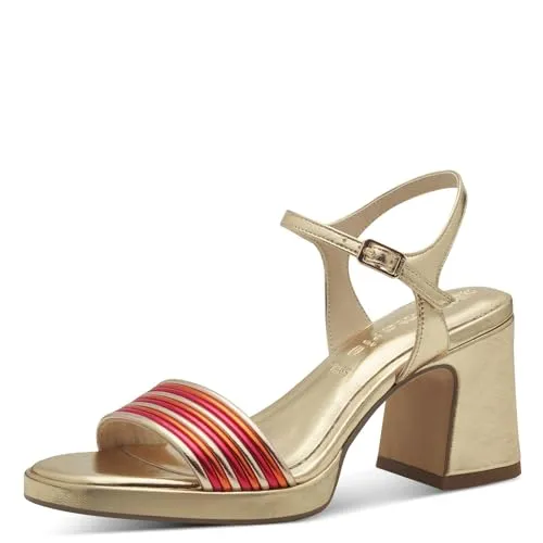 Tamaris Sandalette 1-28368-42 990 - Wanderschuhe mit 8 cm Blockabsatz, hochwertigem Synthetik-Obermaterial und bequemer Passform dank ANTIslide-Technology für sicheren Halt bei jedem Schritt.