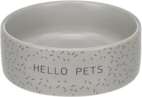 Hundenapf Keramik – hundenapf kleine Hunde – 330ml – spülmaschinengeeignet – rund grau – Flamingo Lada