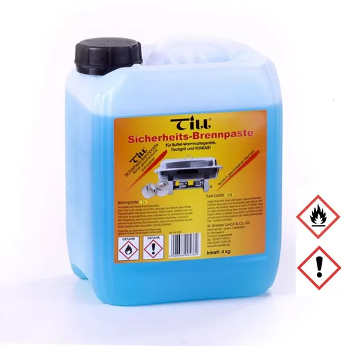 Till Sicherheits Brennpaste 4 kg Kanister für Warmhaltegeräte - Gastronorm-Behälter, ideal zum sicheren Warmhalten von Speisen, leicht entzündlich und besonders reizend, perfekt für Gastronomiebetriebe.