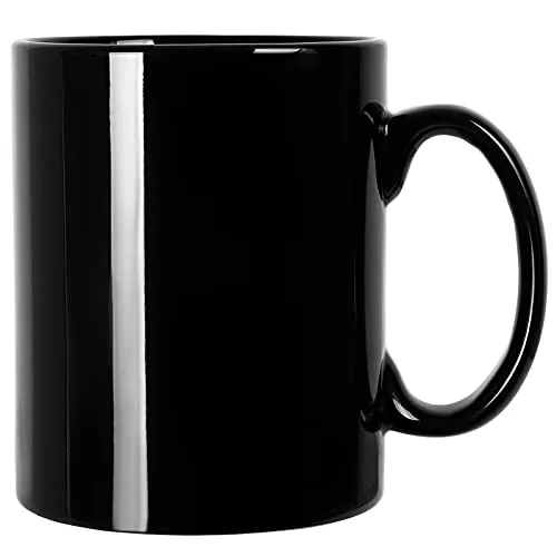 Smilatte 600ml Extra große Keramik Kaffeetasse, M017 Classic Porzellan Boss Super Gross Tasse Big Teetasse mit Griff für Büro und Zuhause, Schwarz