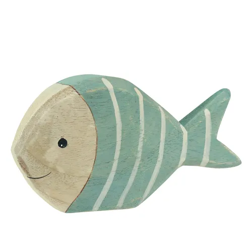 Holzfisch Deko maritim Aufsteller Hellblau Natur 18×10cm