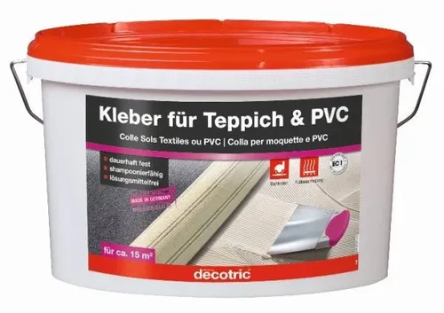 Decotric Kleber für Teppich und PVC 5 kg - Teppich- & PVC-Kleber, stark haftend und ideal für eine einfache Verlegung von Bodenbelägen in Wohn- und Geschäftsräumen.