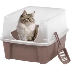 Katzenklo Mit Schaufel, Bis 7 Kg, Taupe, Offen, Ohne Deckel, Katzentoilette, Hoher Abnehmbarer Rand, Für Große Katzen, Kätzchen, Toilet, Xxl Toilette, Bpa-frei, Cat Litter Box, Clh-12 - Iris Ohyama