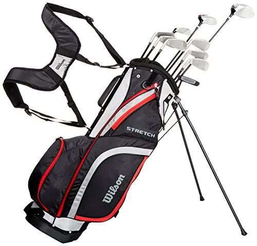 Wilson Set Amazon Exclusive 10 Golfschläger mit Tasche, Herren, Stretch XL, Schwarz/Grau/Rot